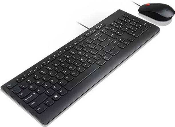 Lenovo Essential Keyboard and Mouse Combo (1600 dpi) Water-Resistant Media Control Keys Wired USB Desktop Keyboard  (Black)
