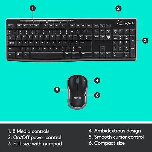 Logitech MK275 Wireless Keyboard & Mouse Combo Wireless Desktop Keyboard  (Black)