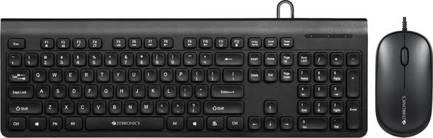ZEBRONICS Judwaa 880 Wired USB Handheld Desktop Keyboard Compatible with Desktop, Laptop, Mac 105 Keys, 12 Multimedia Keys, 1000 DPI, Optical Sensor, 3 Buttons, Plug & Play