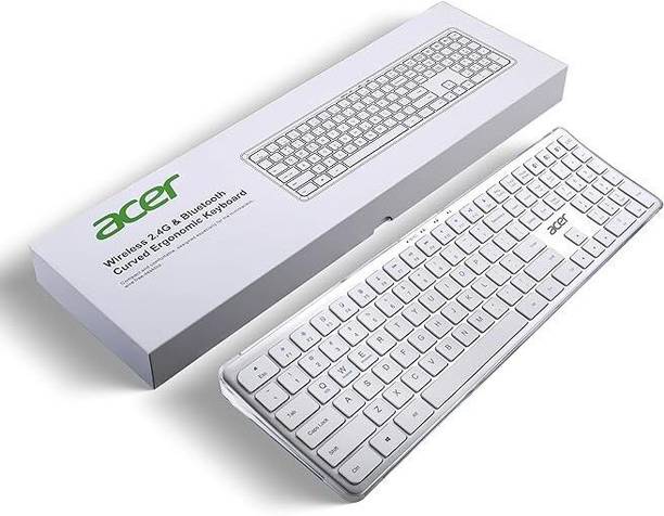 Acer Clearview Curved Transparent Rechargeable Keyboard Wireless Standard Desktop Keyboard Compatible with Laptop, Tablet
