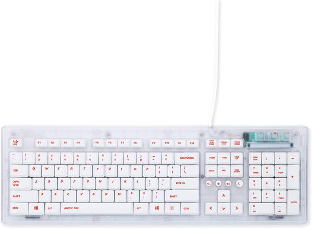Arctic Fox FAFKEYTRAWW00101E Wired USB Standard Desktop Keyboard Compatible with Desktop, Laptop, Mac stand support,multimedia_keys,Crystal Wired Keyboard
