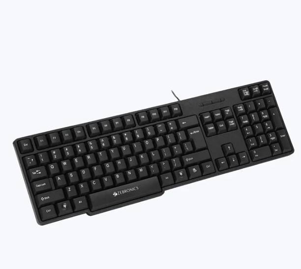 ZEBRONICS Zeb-K20, USB keyboard,Retractable Stand Wired USB Standard Desktop Keyboard Compatible with Desktop, Laptop, Mac Easy to Use,Plug and Play,Quick, Comfy Durable body