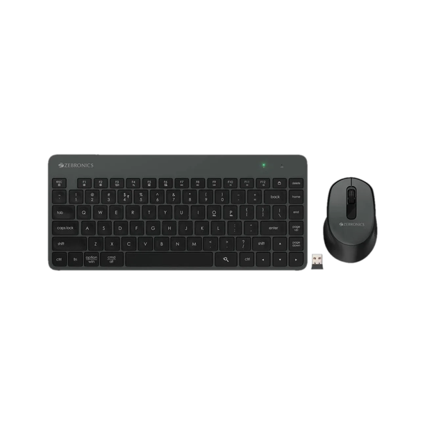 ZEBRONICS Companion 201 Wireless Standard Desktop Keyboard Compatible with Desktop, Laptop, Mac 83 Keys, AI Assist Key, 12 Multimedia Keys, 1600 DPI, 3 Buttons Silent Operation
