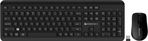 ZEBRONICS Companion 203 Wireless Standard Multi-device Keyboard Compatible with Desktop, Laptop, Mac 2.4GHz Wireless, Copilot AI Key, 12 Multimedia Keys, 1600 DPI, for Windows & Mac