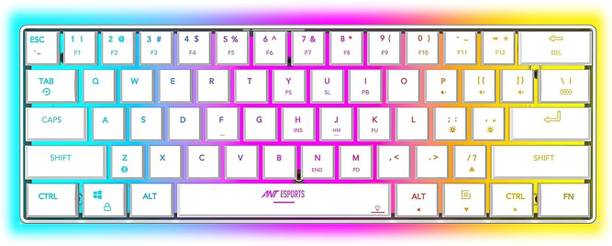 Ant Esports MK 1500 Mini / 60% Pro RGB, Type-C Charging, 1000 mAh battery, Membrane Wireless Tenkeyless Gaming Keyboard Compatible with Desktop, Laptop, Mac Easy to Use,Plug and Play,Quick, Comfy Dura