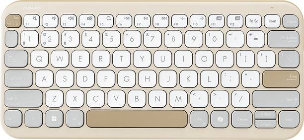 ASUS Marshmallow KW100 Bluetooth Laptop-size Laptop Keyboard Compatible with Desktop, Laptop, Mac Supports Up to 3 Devices, 1.6Mm Key Travel, Scissor Keys, Compact & Lightweight