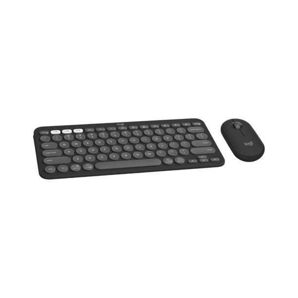 Logitech Pebble 2 Combo Bluetooth Standard Laptop Keyboard Compatible with Desktop, Laptop, Mac, Tablet, iPad with High-Precision Optical Mouse, Multi-Device Bluetooth, 12-inch Tablet & Smartphone Slot, Dedicated Multimedia Hotkeys