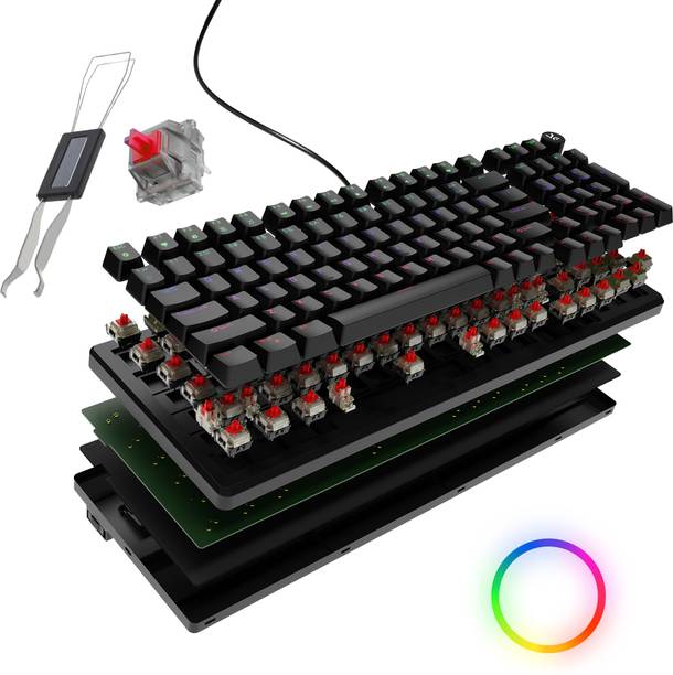 Kreo Hive Full Size Wired Gaming Mechanical Keyboard,Outemu Switches & RGB Backlight Wired USB Standard Gaming Keyboard Compatible with Desktop, Laptop, Mac 3 mode & 1 off mode,, with gaming mode ,Wired Mechanical Gaming Keyboard