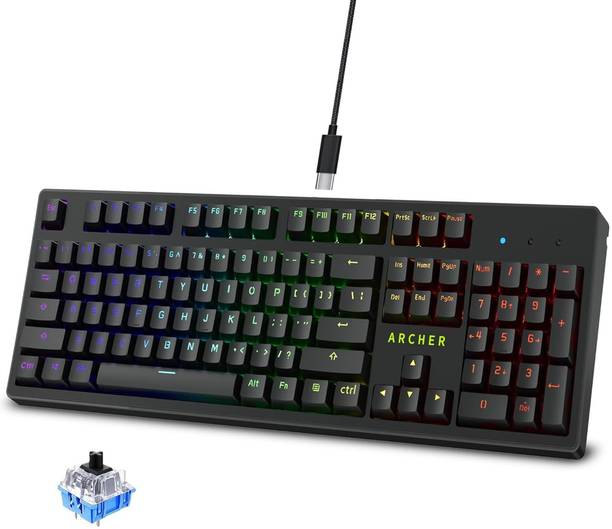 Tizum Archer Tech Lab Wired USB Standard Gaming Keyboard Compatible with Desktop, Laptop, Mac, Tablet