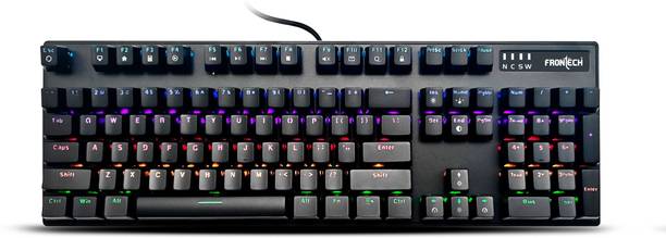 Frontech KB-0014P | 104 Keys | Anti-Ghosting | Ergonomic Design | 12 Multimedia Hotkeys Wired USB Standard Gaming Keyboard Compatible with Desktop, Laptop, Tablet
