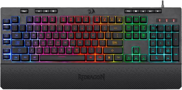Grega Tech Play Redragon Shiva K512 Membrane Wired USB Standard Gaming Keyboard Compatible with Desktop, Laptop, Mac , with gaming mode ,stand support,multimedia_keys,K512