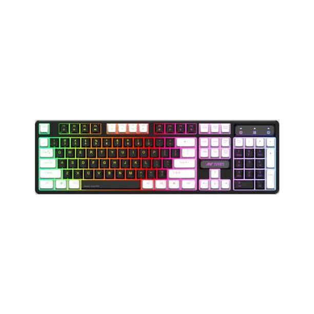 Ant Esports MK1450 Pro / Backlit Membrane with Mixed Color Lighting Wired USB Standard Gaming Keyboard Compatible with Desktop, Laptop, Mac with gaming mode ,multimedia_keys,Ant Esports MK1450 Pro Backlit Membran with Mixed Colour Lighting, Wired USB Gaming Keyboard (Black)
