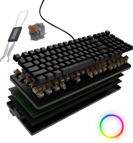 Kreo Hive Full Size Wired Gaming Mechanical Keyboard,Outemu Switches & RGB Backlight Wired USB Standard Gaming Keyboard Compatible with Desktop, Laptop, Mac
