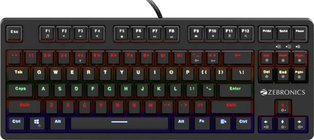 ZEBRONICS Zeb-Max V2 Wired USB Standard Gaming Keyboard Compatible with Desktop, Laptop, Mac , with gaming mode ,multimedia_keys,Zeb-Max V2 Wired USB Gaming