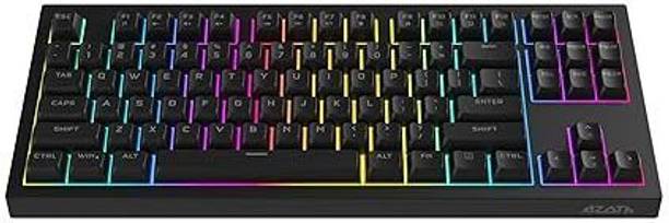 Azoth Onyx Black RGB Gaming Keyboard, 87 Keys Compact Membrane Design, Type C Wired USB Tenkeyless Gaming Keyboard Compatible with Desktop, Laptop, Mac, Tablet