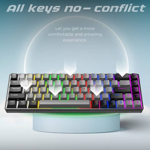 Dr luxur Shadow Black & Grey Wired USB Tenkeyless Gaming Keyboard Compatible with Desktop, Laptop, Mac