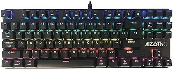 Azoth NOX Mechanical Gaming Keyboard 87 Keys, Blue Switch Clicky, Rainbow Backlit Wired USB Tenkeyless Gaming Keyboard Compatible with Desktop, Laptop, Mac, Tablet