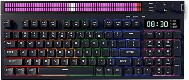 Azoth Eclipse Black 94 Keys Trimode Gaming Membrane Keyboard, RGB Backlit Wired USB Tenkeyless Gaming Keyboard Compatible with Desktop, Laptop, Mac, Tablet