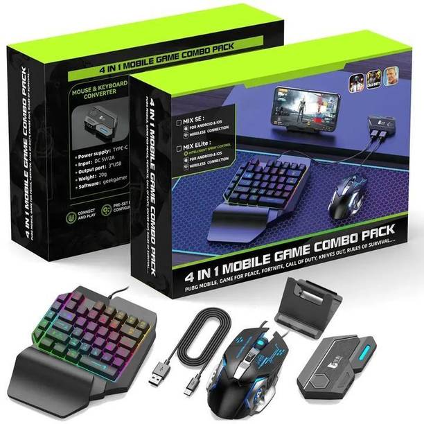 GAMESOUL Mix SE+ Mobile Game Combo Pack with RGB Mini Gaming Keyboard Bluetooth Standard Gaming Keyboard Compatible with Desktop, iPad, Laptop, Mac, Tablet