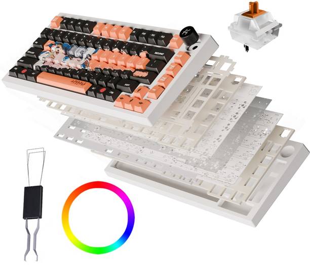 Kreo X Naruto Swarm 75% Wireless Mechanical Keyboard with GTMX Orange Switches RGB Bluetooth Tenkeyless Gaming Keyboard Compatible with Desktop, Laptop