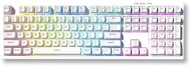 Azoth White 108 Keys Gaming Membrane Keyboard, RGB Backlit with 15 Modes Wired USB Tenkeyless Gaming Keyboard Compatible with Desktop, Laptop, Mac, Tablet