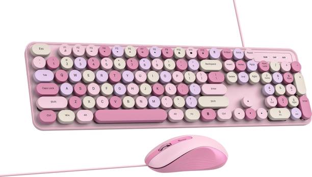 Dr luxur Mysterio Pink Combo Wired USB Tenkeyless Gaming Keyboard Compatible with Desktop, Laptop, Mac