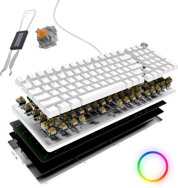 Kreo Hive Full Size Wired Gaming Mechanical Keyboard,Outemu Switches & RGB Backlight Wired USB Standard Gaming Keyboard Compatible with Desktop, Laptop, Mac , with gaming mode ,Wired Mechanical Gaming Keyboard