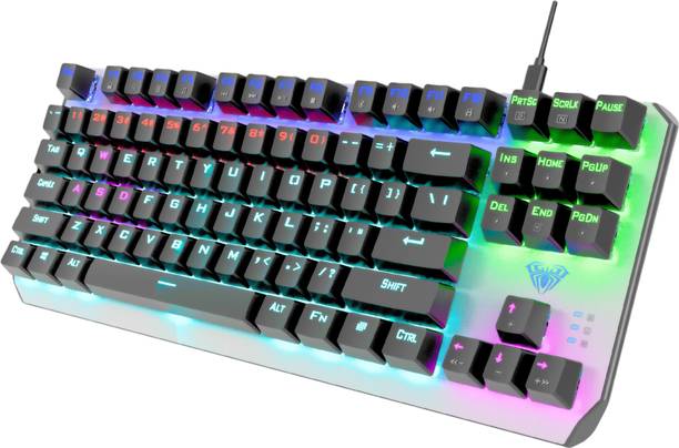 Aula F2067 TKL 100% Anti ghosting Mechanical Gaming Keyboard with 87 keys| Wired USB Tenkeyless Gaming Keyboard Compatible with Desktop, Laptop, Mac with gaming mode ,stand support,multimedia_keys,F2067