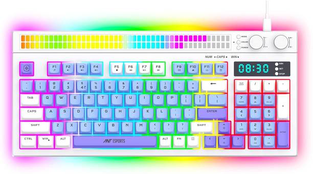 Ant Esports MK1900 RGB keyboard with Volume Knob & Alarm Clock Wired USB Standard Gaming Keyboard Compatible with Laptop, Mac, Desktop