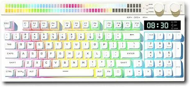 Azoth Eclipse White 94 Keys Gaming Membrane Keyboard, RGB Backlit with 17 Modes Wired USB Tenkeyless Gaming Keyboard Compatible with Desktop, Laptop, Mac, Tablet