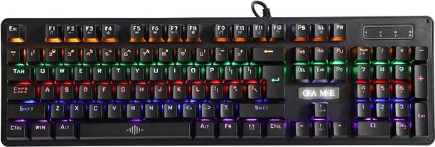 microware Wired Backlit Gaming Mechanical Keyboard with 9 light mode (K-30) Wired USB Standard Gaming Keyboard Compatible with Desktop, Laptop, Mac RGB 7 Color Backlit,, with gaming mode ,stand support,multimedia_keys,USB Wired Gaming Keyboard, Quiet Red Switch Mechanical Keyboard with RGB Backlit