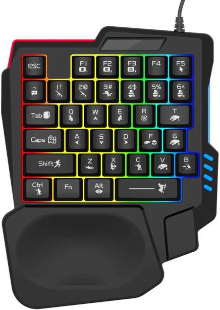 MILLENNIUM TECHNOLOGY One Handed RGB Backlite 35Keys Wired USB Handheld Gaming Keyboard Compatible with Desktop, Laptop, Mac