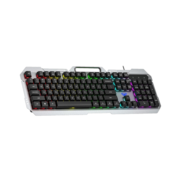 Aula F2023 / Anti-ghosting, Aluminium body with Mobile holder, Membrane Wired USB Standard Gaming Keyboard Compatible with Desktop, Laptop, Mac stand support,multimedia_keys,F2023