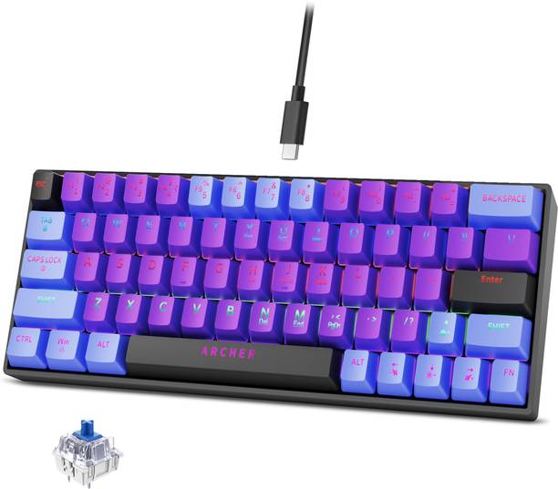 Tizum Archer Tech Lab Mechanical Gaming Keyboard | 63 Keys | 17 RGB Effects Wired USB Standard Gaming Keyboard Compatible with Desktop, iPad, Laptop, Mac, Tablet