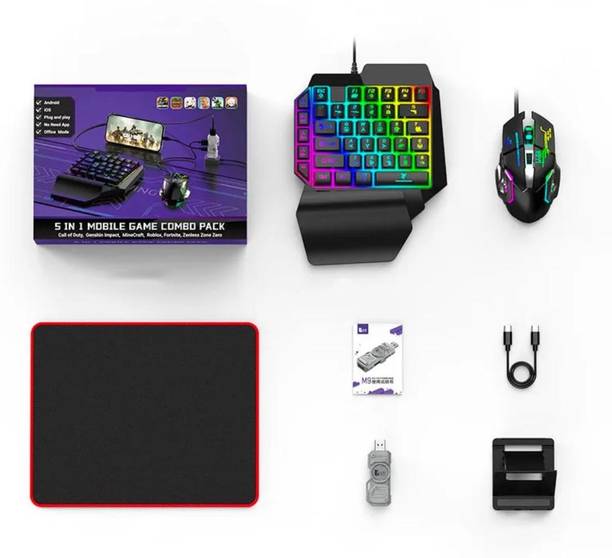 BCG 5 in 1 Bluetooth Gaming Keyboard Mouse Convertor For Smartphone Mobile Game Bluetooth Handheld Gaming Keyboard Compatible with Desktop, Laptop, Mac