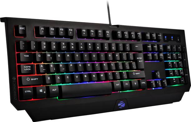 ZEBRONICS Transformer K2 Wired USB Standard Desktop Keyboard Compatible with Desktop, Laptop, Mac 104 Keys, Multi-Color LED, 1.8m Braided Cable, Multicolor LED Laser Keycaps
