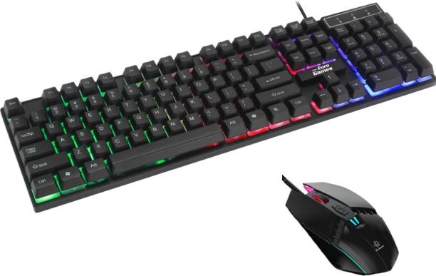 RPM Euro Games Gaming Keyboard and Mouse Combo | Keyboard - With 7 Color Backlit | Suspension Caps | Backlit | 104 Keys | Mouse - Upto 3200 DPI, 4 Levels|6 Buttons | 7 Color RGB Wired USB Gaming Keyboard (Black) Wired USB Gaming Keyboard