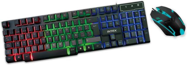 Intex IT-KB334 Wired Gaming Keyboard and Mouse Combo with RGB Backlit Keys Wired USB Standard Gaming Keyboard Compatible with Desktop, Laptop, Mac