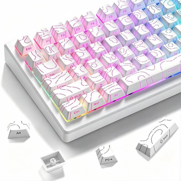 Phomemo Topographic Mechanical Keyboard Keycaps Wired USB Standard Gaming Keyboard Compatible with Desktop