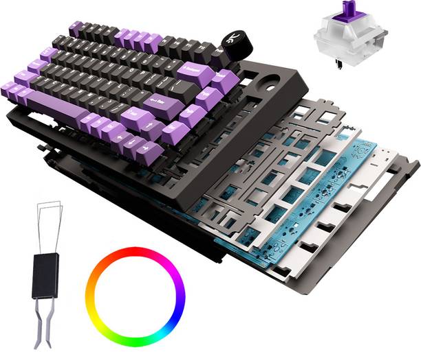 Kreo Swarm Wireless Mechanical Gaming Keyboard, 5-Pin Hot Swap PCB and RGB Backlight Wireless Tenkeyless Gaming Keyboard Compatible with Desktop, Laptop, Mac , with gaming mode ,stand support,Magnetic closure,Built-in Stand,no more dirt&scratches,Micro USB Connector,Wireless Mechanical Gaming Keyboard