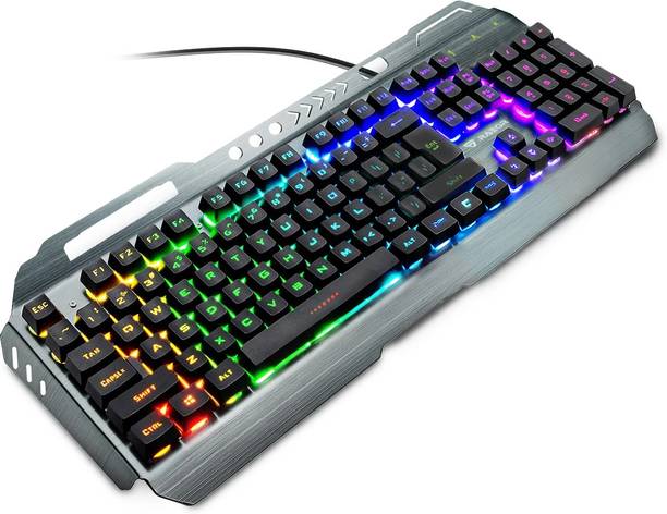 RAEGR RapidGear X70 USB Gaming Keyboard | Made of ABS Body | 3 Rainbow Lighting Modes Wired USB Standard Gaming Keyboard Compatible with Laptop, Desktop, Mac