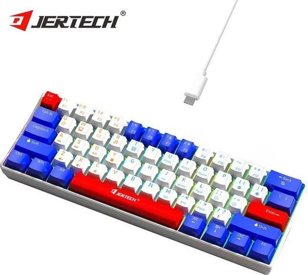 jertech JK540 Wired USB Laptop-size Gaming Keyboard Com...White&Blue&Red