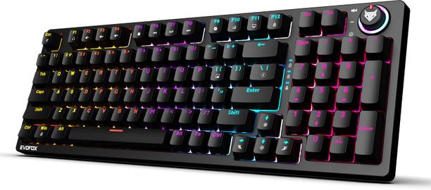 EVOFOX Katana X2 Mechanical with Dynamic Backlighting, Volume Knob, Anti Ghosting Keys Wired USB Standard Gaming Keyboard Compatible with Desktop, Laptop
