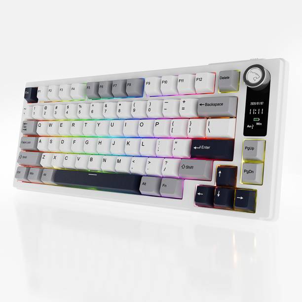 Lethal Black Havoc 75% Wireless Mechanical Gaming Keyboard , LED Display and RGB Backlit Wireless Handheld Gaming Keyboard Compatible with Desktop, Laptop, Mac with trimode connectivity