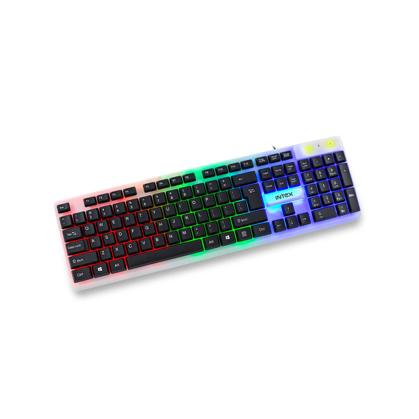 Intex IT-KB331 / Full-Size, RGB Lighting, Membrane Wired USB Standard Gaming Keyboard Compatible with Desktop, Laptop, Mac multimedia_keys