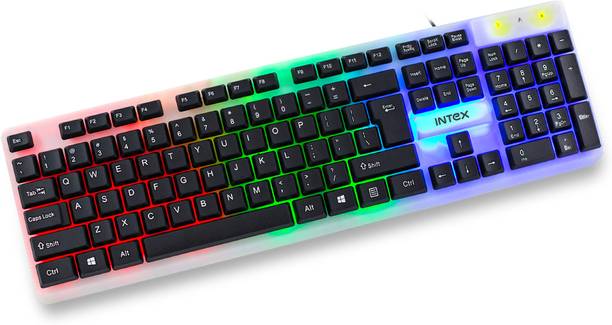 Intex IT-KB331 / Full-Size, RGB Lighting, Membrane Wired USB Standard Gaming Keyboard Compatible with Desktop, Laptop, Mac multimedia_keys