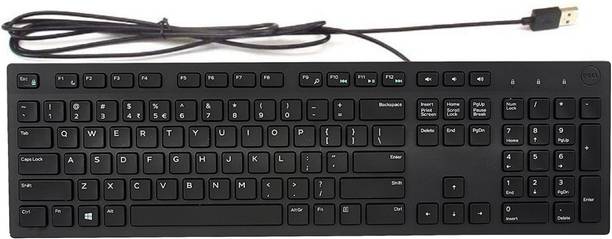DELL KB216 Multimedia Keyboard with USB Interface, Plunger Keys Technology & Chiclet Wired USB Standard Desktop Keyboard Compatible with Desktop, Laptop, Mac Key Style, Hot Key-Volume, Mute, Play/Pause, Backward, Forward, Warranty 1 Year