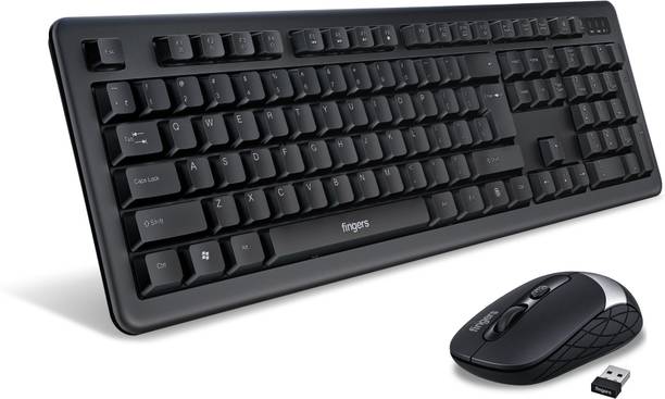 FINGERS Duo-Recharge Combo With Mouse Wireless Standard Desktop Keyboard Compatible with Desktop, Laptop, Tablet, iPad, Mac Easy to Use,Plug and Play,Quick, Comfy Durable body