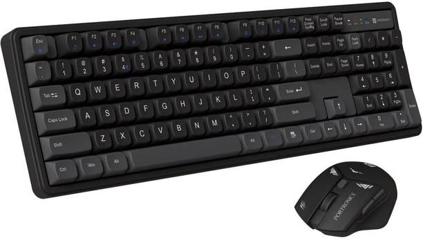 Portronics Key9 Combo Wireless Keyboard and Mouse, Ergonomic Mouse, USB Receiver, Wireless Laptop-size Laptop Keyboard Compatible with Desktop, Laptop, Mac
