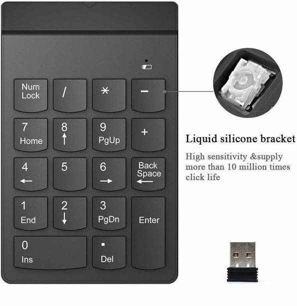 FlexiKeys Numeric Keypad USB Wireless Mechanical Numpad Number Keyboard-IX20 Wireless Handheld Desktop Keyboard Compatible with Desktop